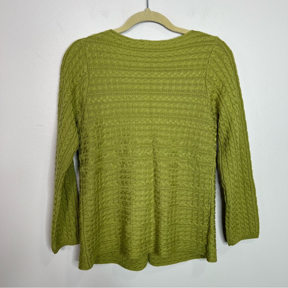 PHILOSOPHY REPUBLIC Lime Green 100% Wool Cardigan Sweater size Small Petite - Picture 4 of 15